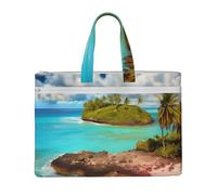 ANABPRMA Bella borsa portadocumenti in tela con inchiostro a forma di papavero, con cerniera, organizer per documenti, a doppio strato, portatile, per ufficio e viaggio, Paesaggio Caraibico, Taglia