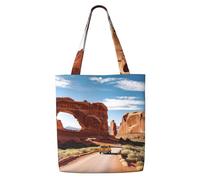 ANABPRMA Blue Butterfly Canvas Tote Bag per donna - Borsa a tracolla riutilizzabile, grande borsa per la spesa con chiusura a bottone, Ingresso al Parco Nazionale degli Arches, Taglia unica