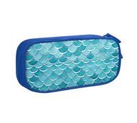 ANABPRMA Blue Waves Squama - Astuccio portapenne a doppio strato, grande capacità, con 2 tasche principali con cerniera, organizer multifunzionale per scuola, ufficio, viaggi, Blu, Taglia unica,