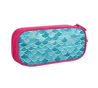 ANABPRMA Blue Waves Squama - Astuccio portapenne a doppio strato, grande capacità, con 2 tasche principali con cerniera, organizer multifunzionale per scuola, ufficio, viaggi, rosa, Taglia unica,