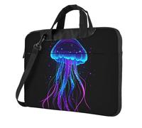 ANABPRMA Borsa a tracolla per computer portatile, alla moda con fiori, borsa a tracolla per computer portatile da 13/14/15,6 pollici, Una medusa luminosa, 14 inch