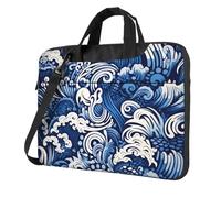 ANABPRMA Borsa a tracolla per computer portatile con draghi viola e bianchi, alla moda, per laptop da 13/14/15,6 pollici, Modello Tribale Maori Polinesiano Blu, 15.6 inch