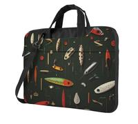 ANABPRMA Borsa a tracolla per computer portatile con draghi viola e bianchi, alla moda, per laptop da 13/14/15,6 pollici, Esca da pesca., 15.6 inch