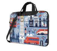 ANABPRMA Borsa a tracolla per computer portatile con draghi viola e bianchi, alla moda, per laptop da 13/14/15,6 pollici, Inghilterra simboli, 15.6 inch