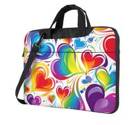 ANABPRMA Borsa a tracolla per computer portatile con draghi viola e bianchi, alla moda, per laptop da 13/14/15,6 pollici, Arcobaleno Colorato Gay Pride Cuori, 14 inch