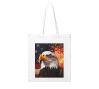 ANABPRMA Borsa di tela di canapa del tetto di architettura per le donne borsa a tracolla riutilizzabile della borsa di grande capacità, Bandiera Americana Fire Eagle, Taglia unica