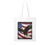 ANABPRMA Borsa di tela di canapa del tetto di architettura per le donne borsa a tracolla riutilizzabile della borsa di grande capacità, Bandiera Americana Fly Eagle, Taglia unica