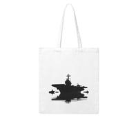 ANABPRMA Borsa di tela di canapa di scena autunnale per le donne borsa a tracolla riutilizzabile borsa a tracolla di grande capacità, Silhouette portaerei, Taglia unica