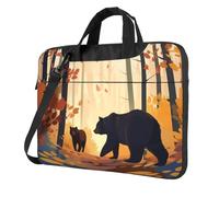 ANABPRMA Borsa per computer portatile con motivo lago con barche, canoe, parco, alla moda, borsa a tracolla, per computer portatile da 13/14/15,6 pollici, Motivo orso e volpe, 13 inch