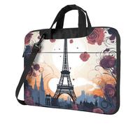 ANABPRMA Borsa per computer portatile, motivo girasole, borsa a tracolla alla moda per computer portatile da 13/14/15,6 pollici, Romantico Parigi Eiffel, 15.6 inch