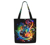 ANABPRMA Borsa tote da donna in tela arcobaleno colorata, borsa a tracolla riutilizzabile, grande borsa per la spesa con chiusura a bottone, Musica colorata., Taglia unica