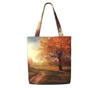 ANABPRMA Borsa tote da donna in tela con motivo bandiera americana, borsa a tracolla riutilizzabile, grande borsa per la spesa con chiusura a bottone, Scena autunnale, Taglia unica