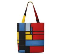 ANABPRMA Borsa tote da donna in tela con treno locomotiva a vapore, borsa a tracolla riutilizzabile, grande borsa per la spesa con chiusura a bottone, Composizione in rosso giallo blu e nero, Taglia