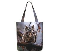 ANABPRMA Borsa tote da donna in tela per occhiali estivi e spiaggia, borsa a tracolla riutilizzabile, grande borsa per la spesa con chiusura a bottone, Gufo su un ramo, Taglia unica