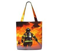 ANABPRMA Borsa tote in tela da donna con bradipo con note musicali, borsa a tracolla riutilizzabile, grande borsa per la spesa con chiusura a bottone, Fiamma del vigile del fuoco, Taglia unica