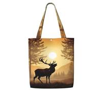 ANABPRMA Elk Artwork Canvas Tote Bag per le donne - Borsa a tracolla riutilizzabile, grande borsa per la spesa con chiusura a bottone, Opere d'arte di alce, Taglia unica