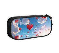 ANABPRMA Hearts in the - Astuccio portapenne a doppio strato, grande capacità, con 2 tasche principali con cerniera, organizer multifunzionale per scuola, ufficio, viaggi, Nero , Taglia unica, Beauty