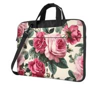 ANABPRMA Museo del Louvre a Parigi, borsa a tracolla alla moda per computer portatile da 13/14/15,6 pollici, Fiore Floreale Rosa Rosa, 14 inch