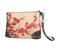 ANABPRMA Pochette da polso in pelle colorata con scritta "Happy Birthday", elegante, resistente e impermeabile, da donna, Giapponese Primavera Prugna Floreale, Taglia unica