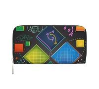 ANABPRMA Portafoglio lungo da donna in pelle con motivo floreale, stile moderno, con cerniera, porta carte e portamonete, Quiz di matematica, taglia unica