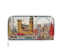 ANABPRMA Portafoglio lungo in pelle da donna con lago con barche, canoe, parco, pochette con cerniera porta carte e tasca portamonete, I Love London., taglia unica
