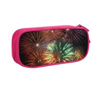ANABPRMA Splendid Fireworks - Astuccio portapenne a doppio strato, grande capacità, con 2 tasche principali con cerniera, organizer multifunzionale per scuola, ufficio, viaggi, rosa, Taglia unica,
