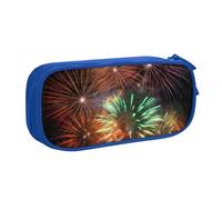 ANABPRMA Splendid Fireworks - Astuccio portapenne a doppio strato, grande capacità, con 2 tasche principali con cerniera, organizer multifunzionale per scuola, ufficio, viaggi, Blu, Taglia unica,