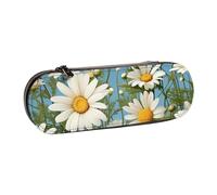 ANABPRMA Sunset - Astuccio in pelle rigida, multiuso, con cerniera, per cancelleria, trucco o piccoli accessori, Motivo camomilla, Taglia unica, Beauty Case