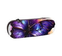ANABPRMA Sunset - Astuccio in pelle rigida, multiuso, con cerniera, per cancelleria, trucco o piccoli accessori, farfalla viola, Taglia unica, Beauty Case
