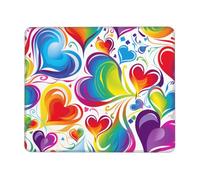 ANABPRMA Tappetino per mouse con bordo in gomma a forma di cuore del gay pride, arcobaleno, per ufficio e giochi, antiscivolo, con bordi cuciti, diverse dimensioni 7 x 21,8 cm