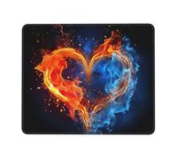 ANABPRMA Tappetino per mouse con bordo in gomma a forma di cuore e fuoco d'acqua, per ufficio e giochi, tappetino per mouse antiscivolo da scrivania con bordi cuciti, diverse dimensioni 8,7,6 x 26,2