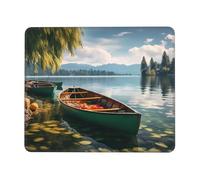 ANABPRMA Tappetino per mouse con bordo in gomma per ufficio e giochi, con bordo in gomma, con bordi cuciti, con lago con barche, canoe, parco, varie dimensioni 18 x 24 cm