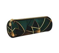 ANABPRMA The Old Hollywood, astuccio cilindrico in pelle, per scuola, ufficio, con chiusura a cerniera, borsa portatile, Geometrico nero e oro, Taglia unica, Portamonete