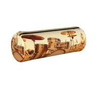 ANABPRMA The Old Hollywood, astuccio cilindrico in pelle, per scuola, ufficio, con chiusura a cerniera, borsa portatile, Musica Drum in Field, Taglia unica, Portamonete