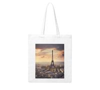 ANABPRMA Torre Eiffel e città tela Tote Bag per le donne riutilizzabile shopping borsa a tracolla grande capacità, Torre Eiffel e Città, Taglia unica