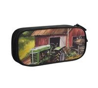 ANABPRMA Tractor On The Farm, astuccio portapenne a doppio strato di grande capacità, con 2 tasche principali con cerniera, organizer multifunzionale per scuola, ufficio, viaggi, Nero , Taglia unica,