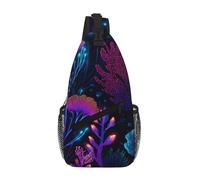ANABPRMA Whimsical Jellyfish Garden_1 Borsa a tracolla casual da uomo, zaino a tracolla con tasche multiple per viaggi e uso quotidiano, Onde astratte al neon_1, Taglia unica