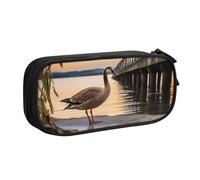 ANABPRMA Wild Goose by The Bridge, astuccio portapenne a doppio strato, grande capacità, con 2 tasche principali con cerniera, organizer multifunzionale per scuola, ufficio, viaggi, Nero , Taglia
