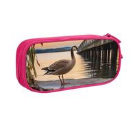 ANABPRMA Wild Goose by The Bridge, astuccio portapenne a doppio strato, grande capacità, con 2 tasche principali con cerniera, organizer multifunzionale per scuola, ufficio, viaggi, rosa, Taglia