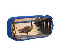 ANABPRMA Wild Goose by The Bridge, astuccio portapenne a doppio strato, grande capacità, con 2 tasche principali con cerniera, organizer multifunzionale per scuola, ufficio, viaggi, Blu, Taglia unica,