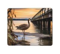 ANABPRMA Wild Goose by the Bridge, tappetino per mouse con bordo in gomma per ufficio e gioco, tappetino per mouse antiscivolo da scrivania con bordi cuciti, diverse dimensioni 18 x 24 cm
