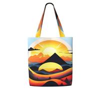 ANABPRMA Wolf Under Moon - Borsa tote da donna in tela, riutilizzabile, grande borsa per la spesa con chiusura a bottone, Montagna Alba, Taglia unica