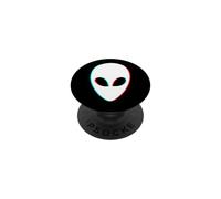 Anaglifi Alien Face Rosso Ciano UFO Extraterrestre PopSockets PopGrip Adesivo