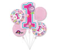 Anagram Balloons Foil Balloon 3037101 Primer Cumpleanos Mariposa Bouquet, Multicolore