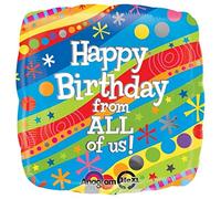 Anagram foil balloon 1794001 Happy Birthday From all of us, 45,7 cm multicolore 18" Multicolore