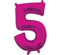 Anagram INTERNATIONAL Mini Foil Balloon, 16", Pink Pallone 40 cm Numero 5 Magenta, 7A3824111