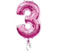 Anagram Pallone Foil Supershape 34""-86 cm Numero 3 Magenta, Gomma