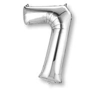 Anagram Pallone Foil Supershape 34""-86 cm Numero 7 Argento, Gomma, Large