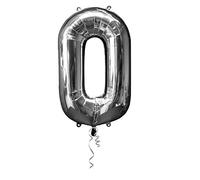 Anagram Pallone Foil Supershape 34""-86 Cm Numero Zero, Gomma, Argento, Large