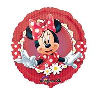 Anagram- Red Round Foil Balloon with Minnie Mouse Design-1 Pc. Micky Maus und Freunde Topolino e Amici Pallone Standard 17""-42 Cm Mad About, Multicolore, 45,7 cm, 7A2481301